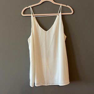 Effortlessly Chic Loft Off-White V-Neck Tank Top (Size L)